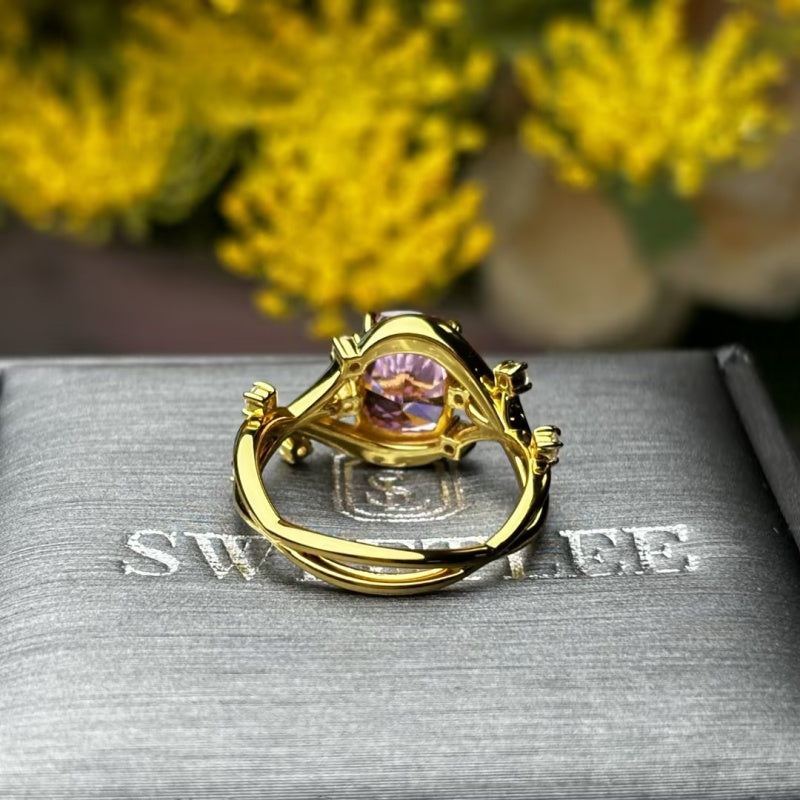 2.8ct Cushion Cut Pink Sapphire Vine Engagement Ring