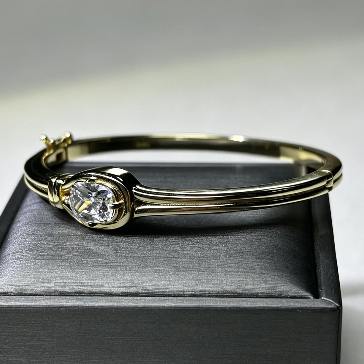 Cushion Cut White Moissanite Knot Cuff Bangle