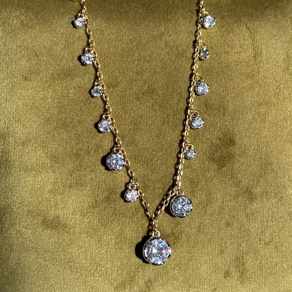 Dangle 6ctw Round Cut White Moissanite Charm Necklace