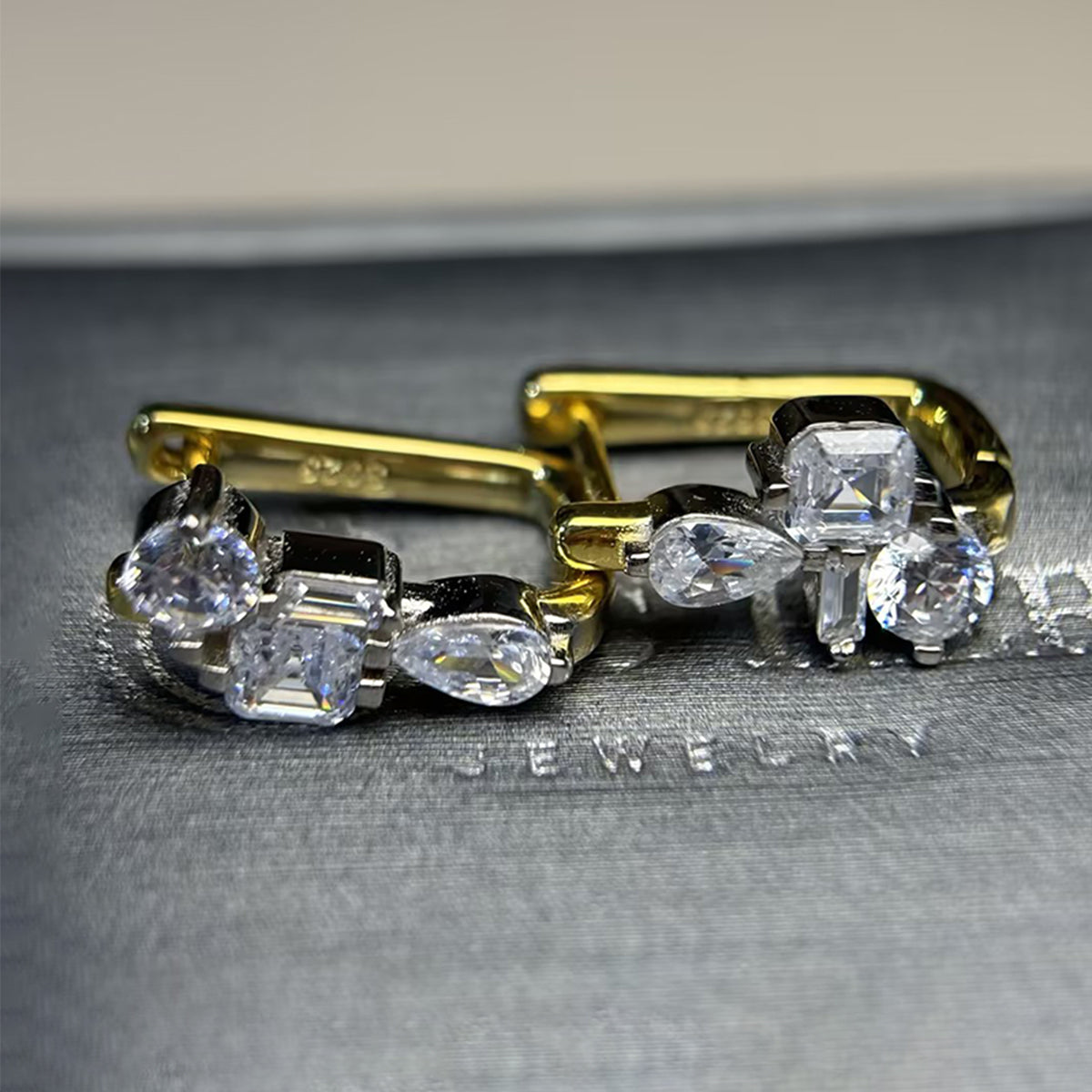 Asymmetric 5.5 ctw Mixed Cut White Moissanite Hoop Earrings