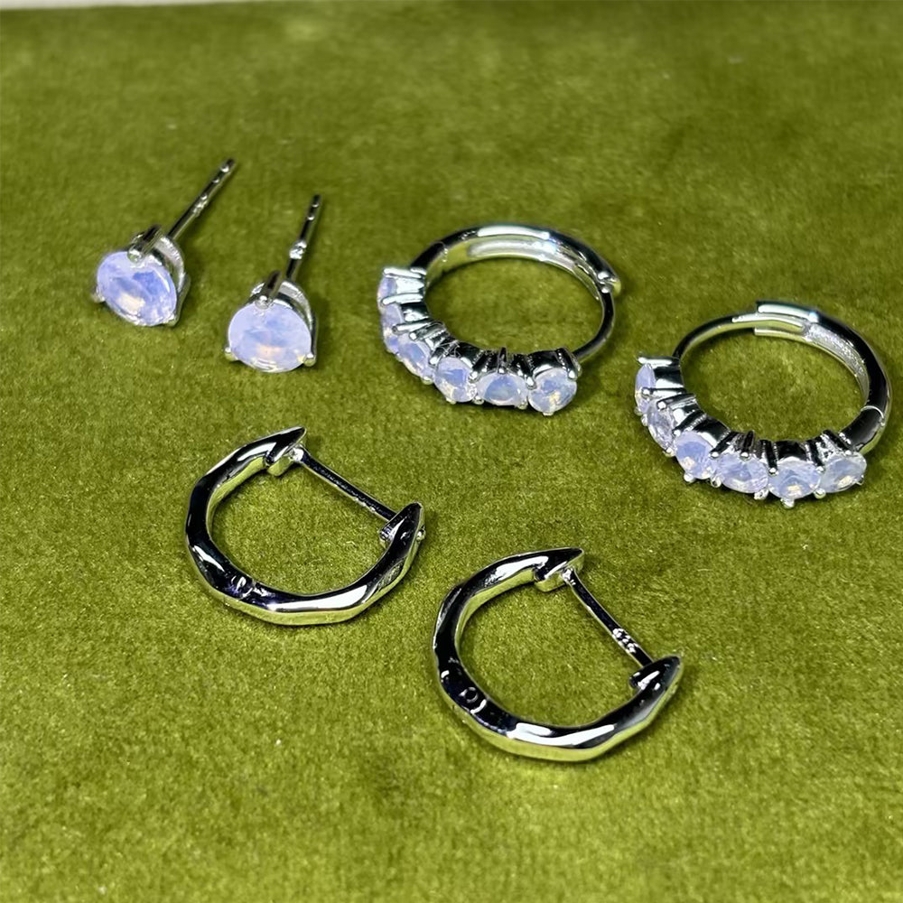 Moonstone Hoop Earring Set - Classic Trio