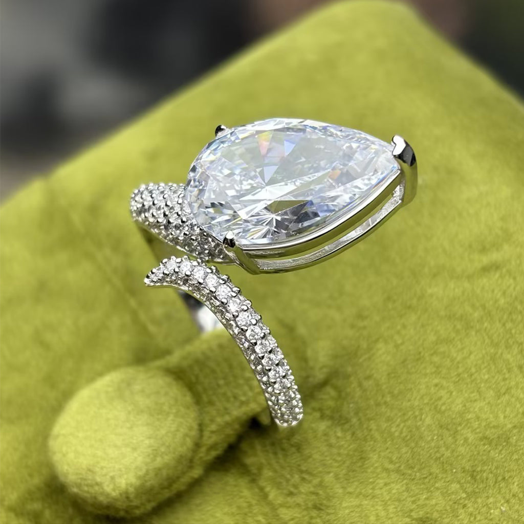 7ct Pear Cut White Moissanite Wrap-Around Ring
