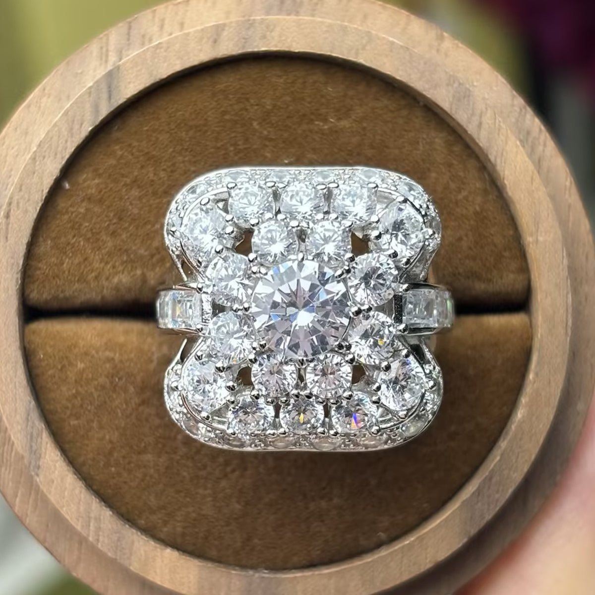 Mid Century 6.5ct White Moissanite Cocktail Ring