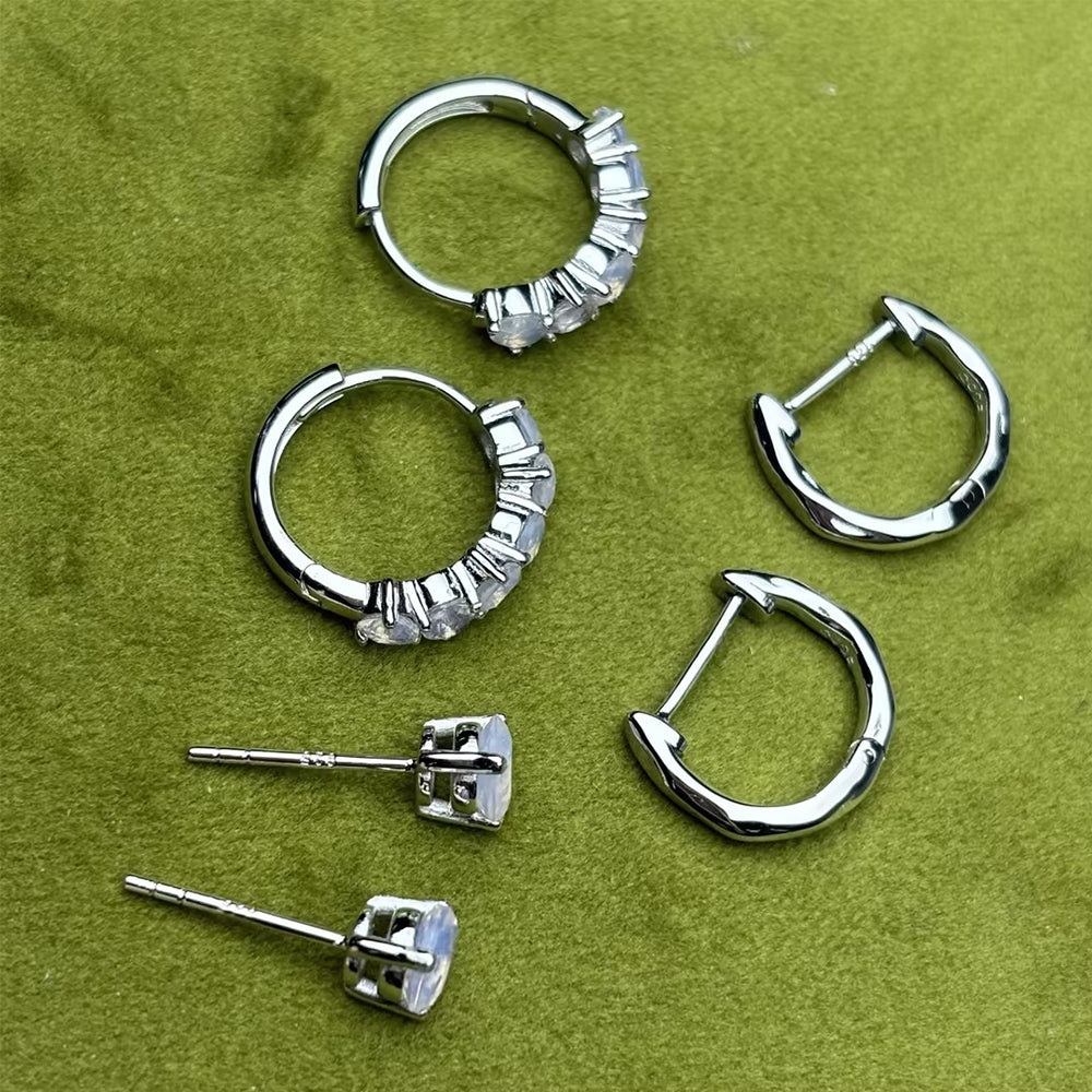 Moonstone Hoop Earring Set - Classic Trio