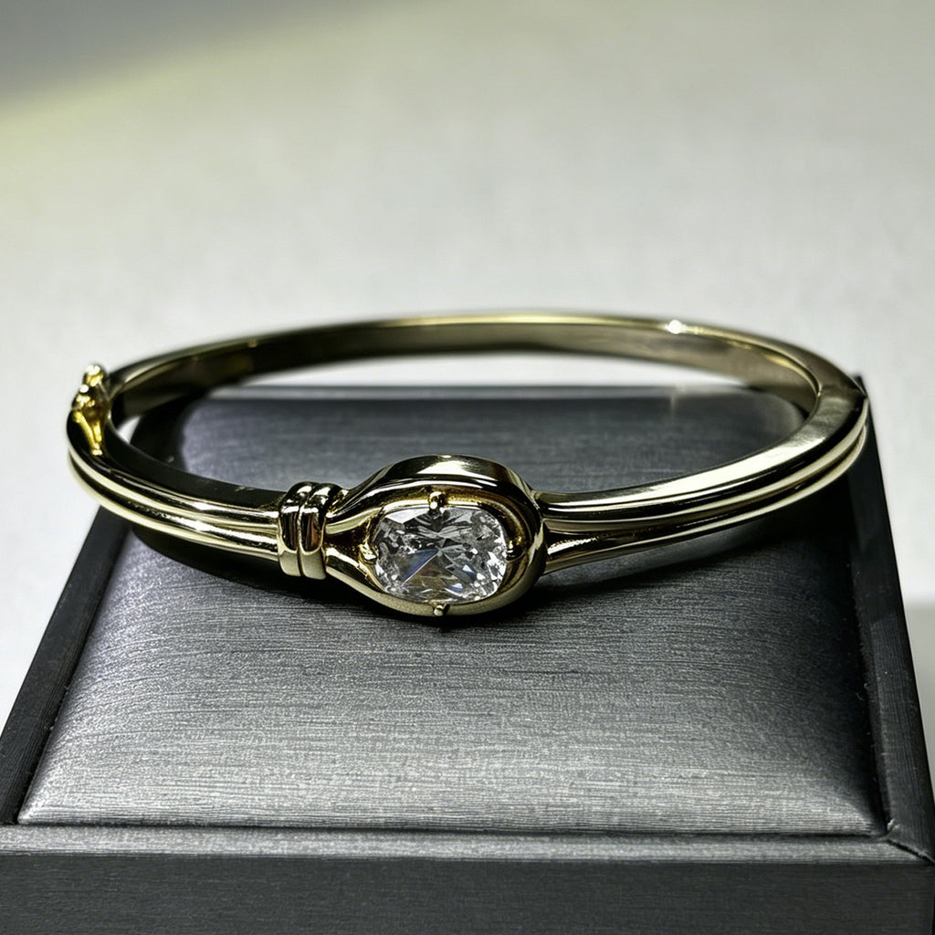 Cushion Cut White Moissanite Knot Cuff Bangle