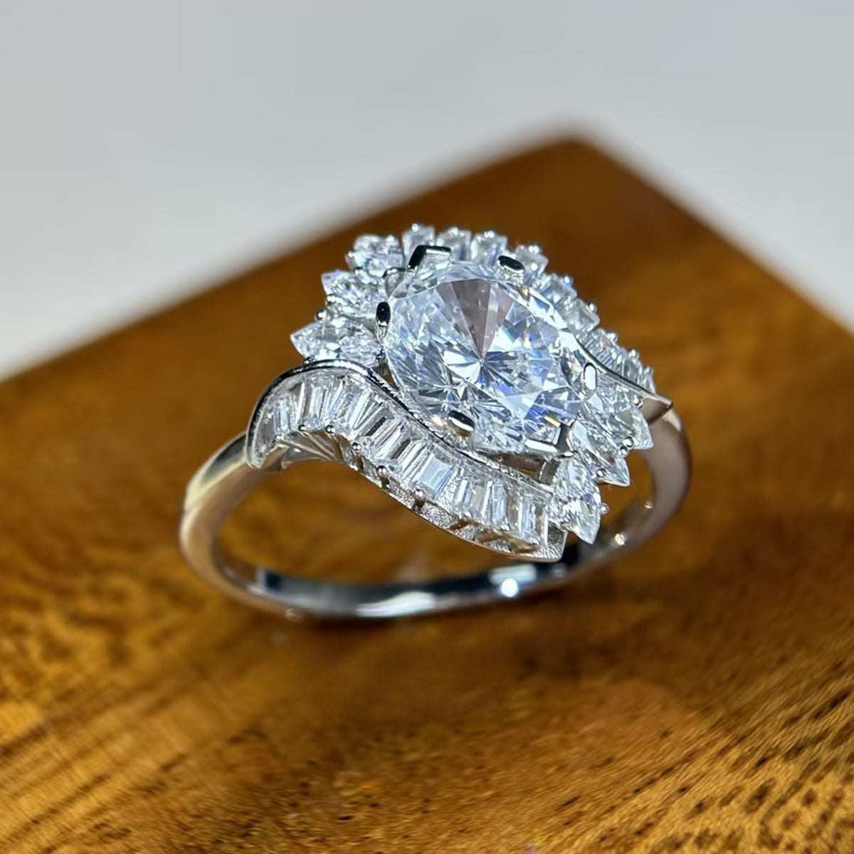 Vintage Style 4ct Oval Cut White Sapphire Art Deco Ring