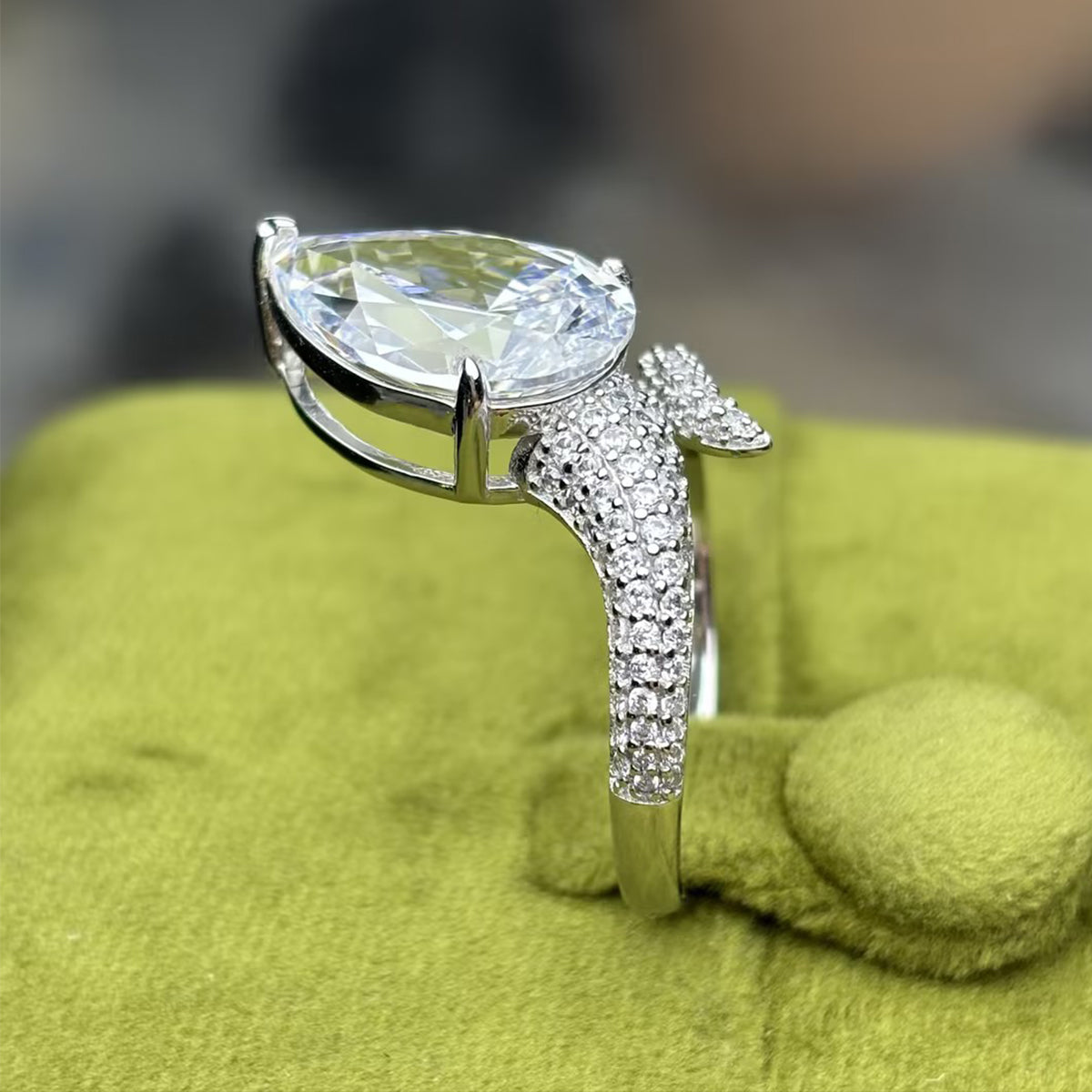 7ct Pear Cut White Moissanite Wrap-Around Ring