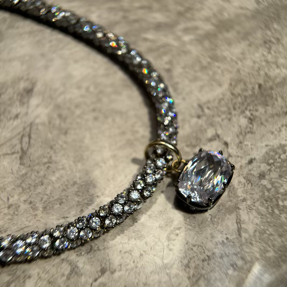 Bold Layered Cushion Cut White Moissanite Chain Necklace