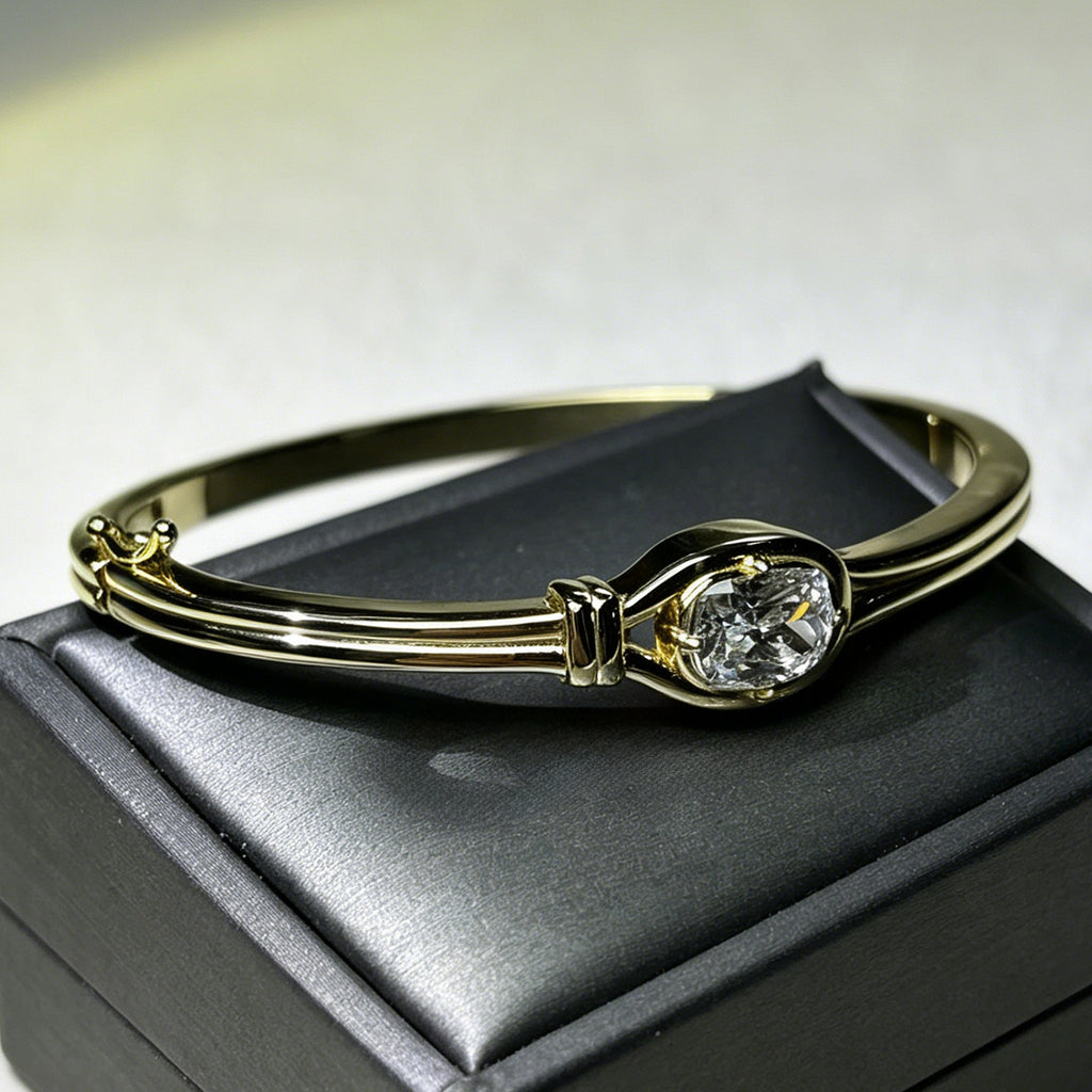 Cushion Cut White Moissanite Knot Cuff Bangle