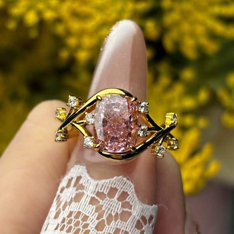 2.8ct Cushion Cut Pink Sapphire Vine Engagement Ring