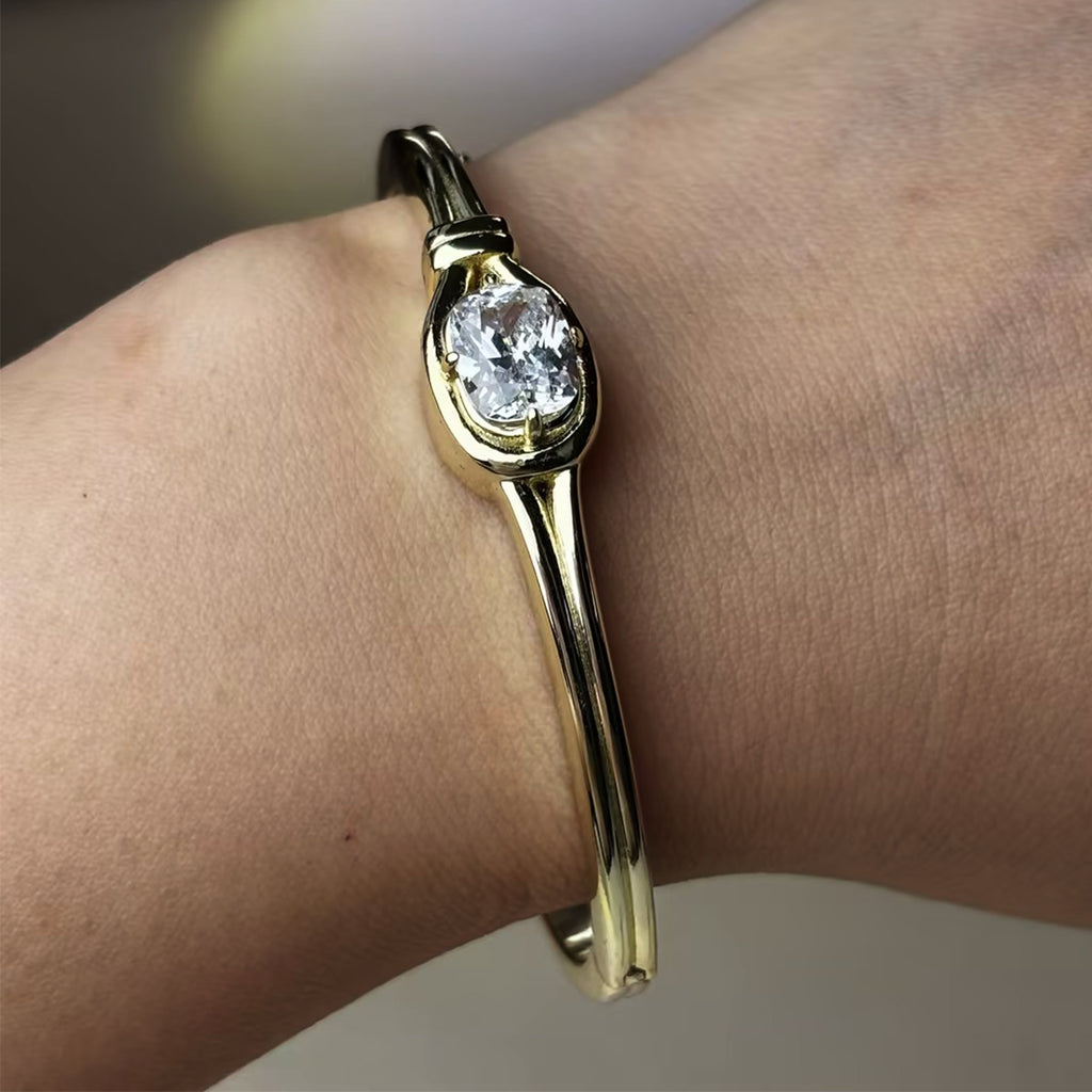 Cushion Cut White Moissanite Knot Cuff Bangle