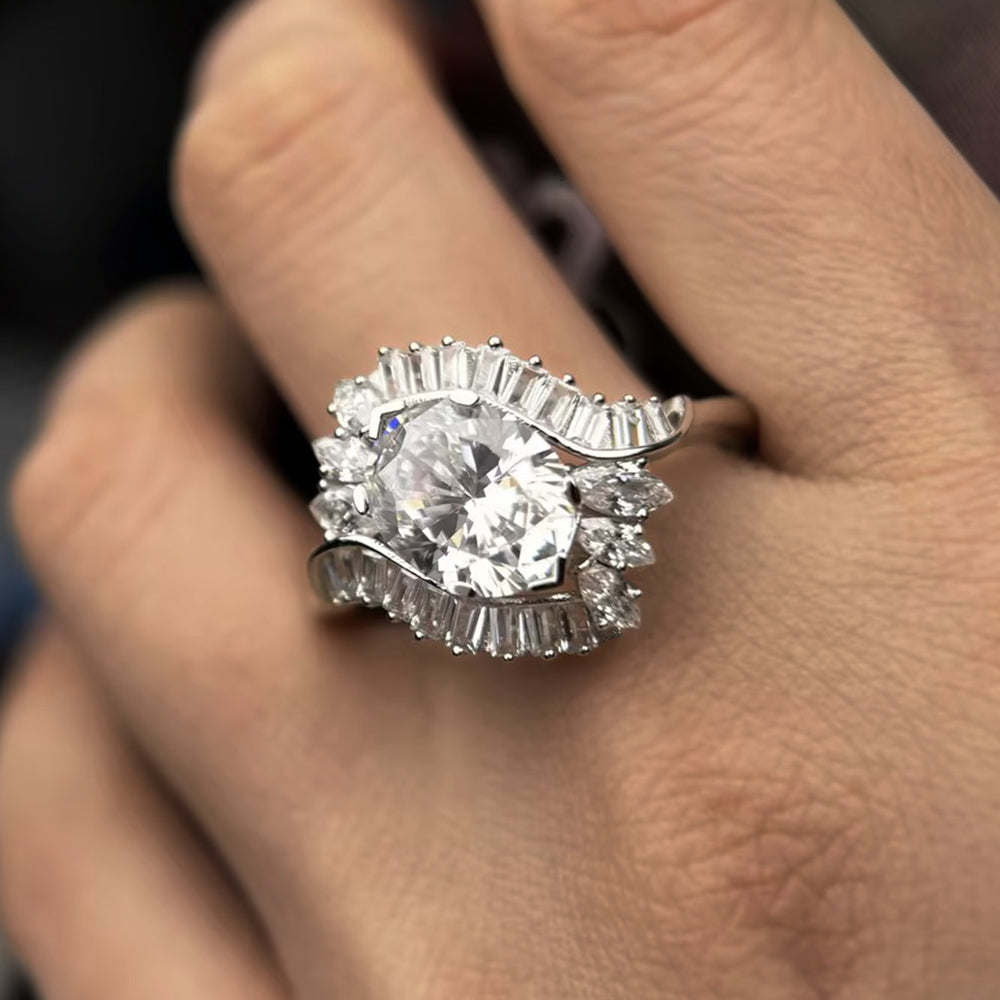 Vintage Style 4ct Oval Cut White Sapphire Art Deco Ring