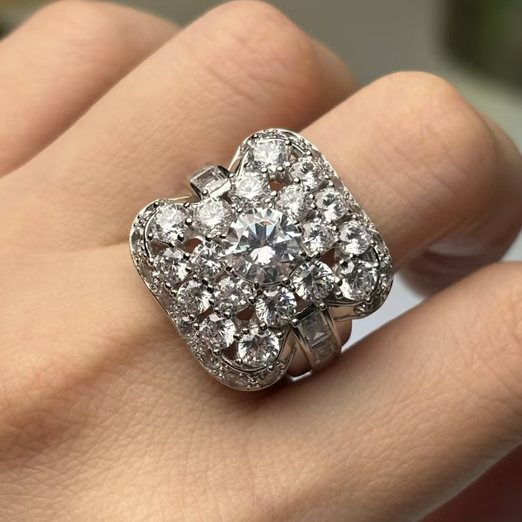 Mid Century 6.5ct White Moissanite Cocktail Ring