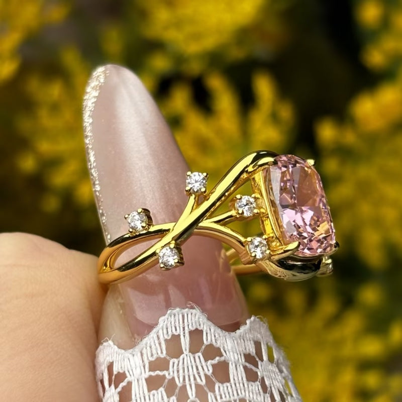 2.8ct Cushion Cut Pink Sapphire Vine Engagement Ring