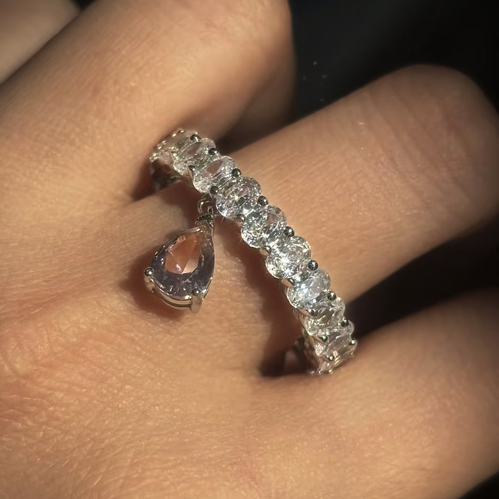 2ct Pear Cut Pink & White Moissanite Band Ring