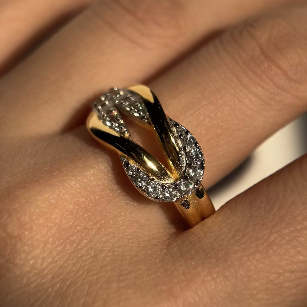 White Sapphire Pave Twisted Knot Band Ring