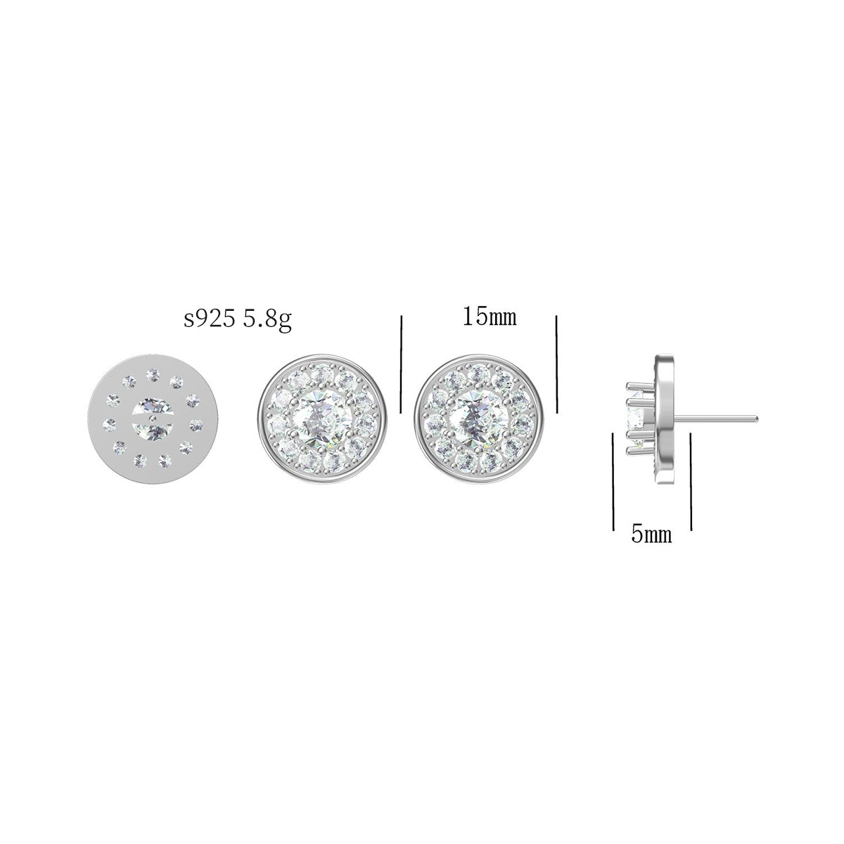 Round Cut White Sapphire Stud Earrings