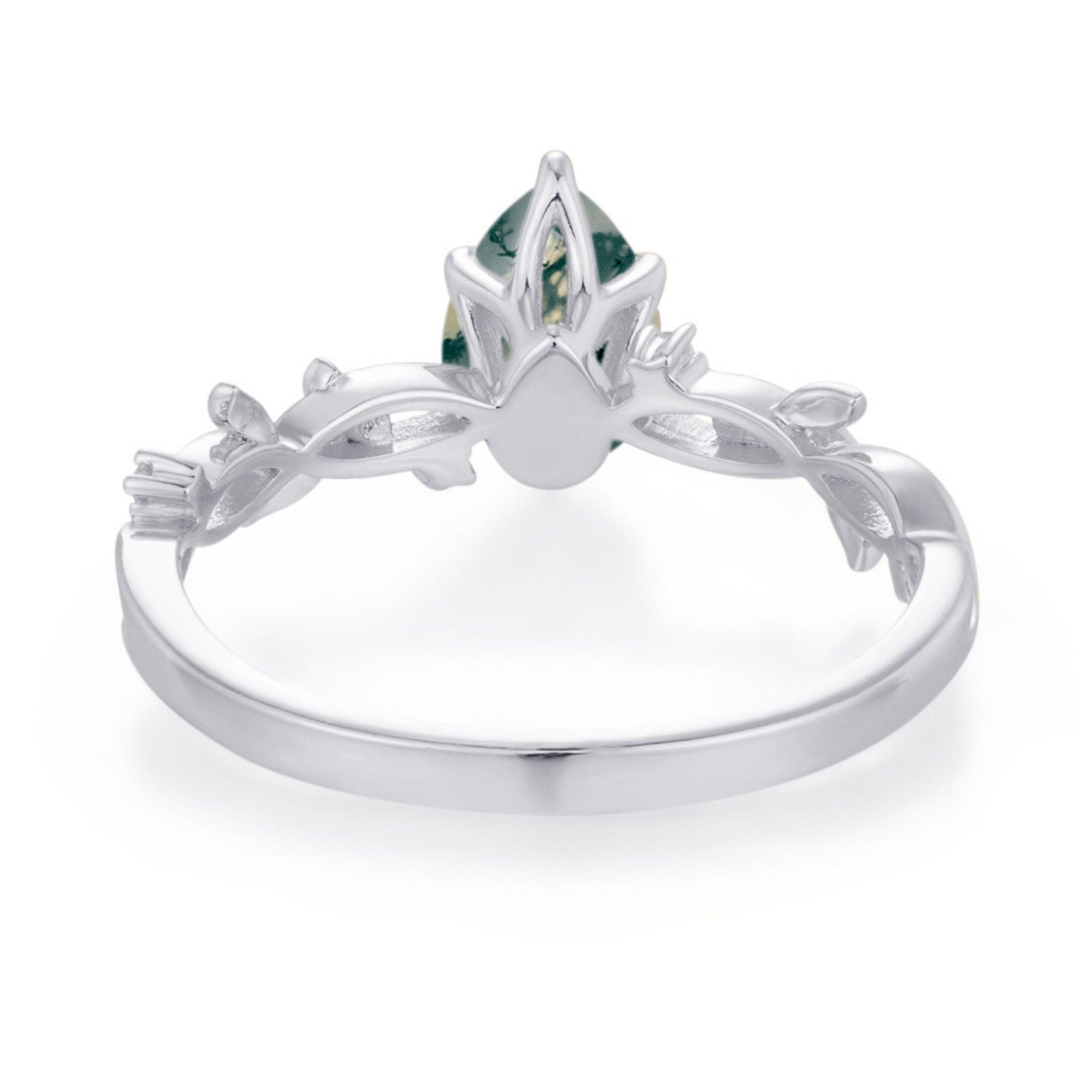 Everlasting Pear Cut Moss Agate Ring