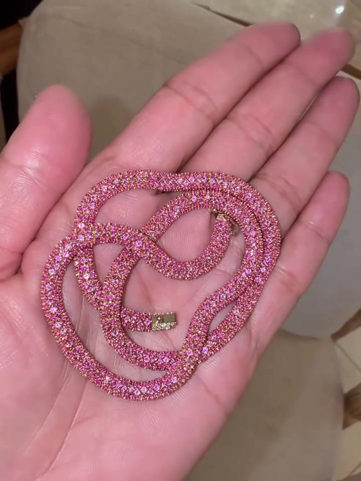 Ombré Pink Sapphire Lariat Tennis Necklace