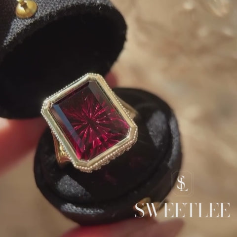 5ct Emerald Cut Garnet Ring