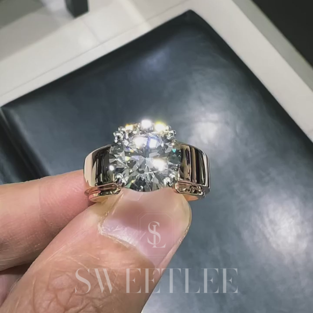 5ct Round Cut White Sapphire Solitaire Ring