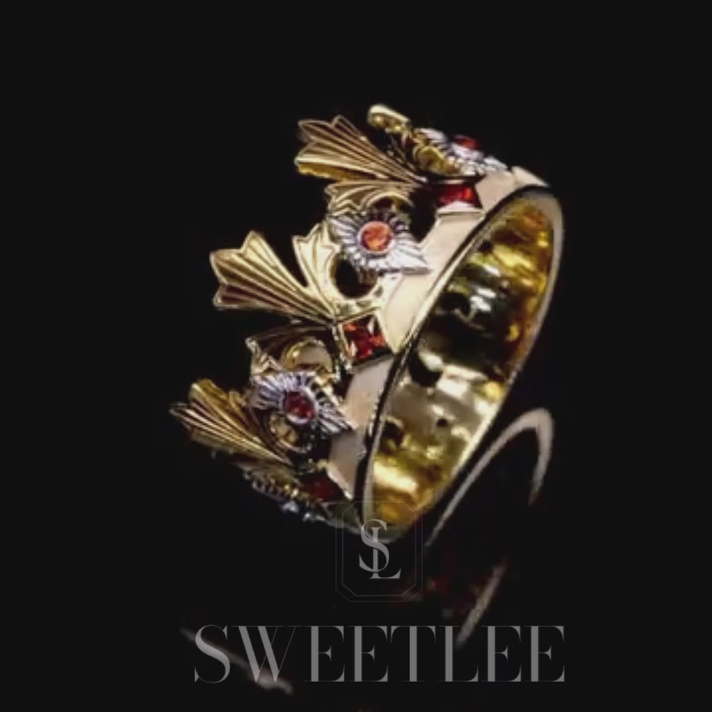 Vintage Crown Design Gold Ring