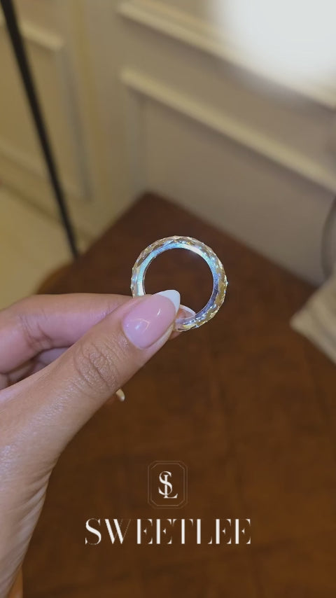 Briolette cut moissanite wedding band full eternity dainty engagement ring anniversary gift for him her