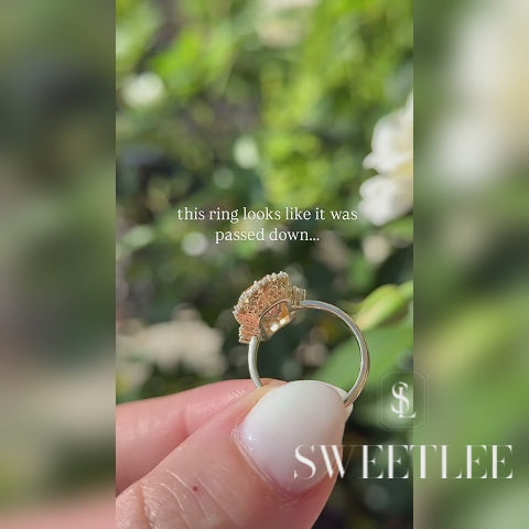 The Ethereal Ring |4.4 CT Rectangular Starbrite'm Peach Tourmaline