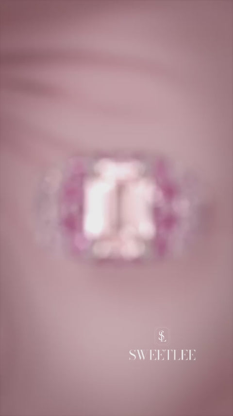 Emerald Cut Pink Sapphire Statement Ring