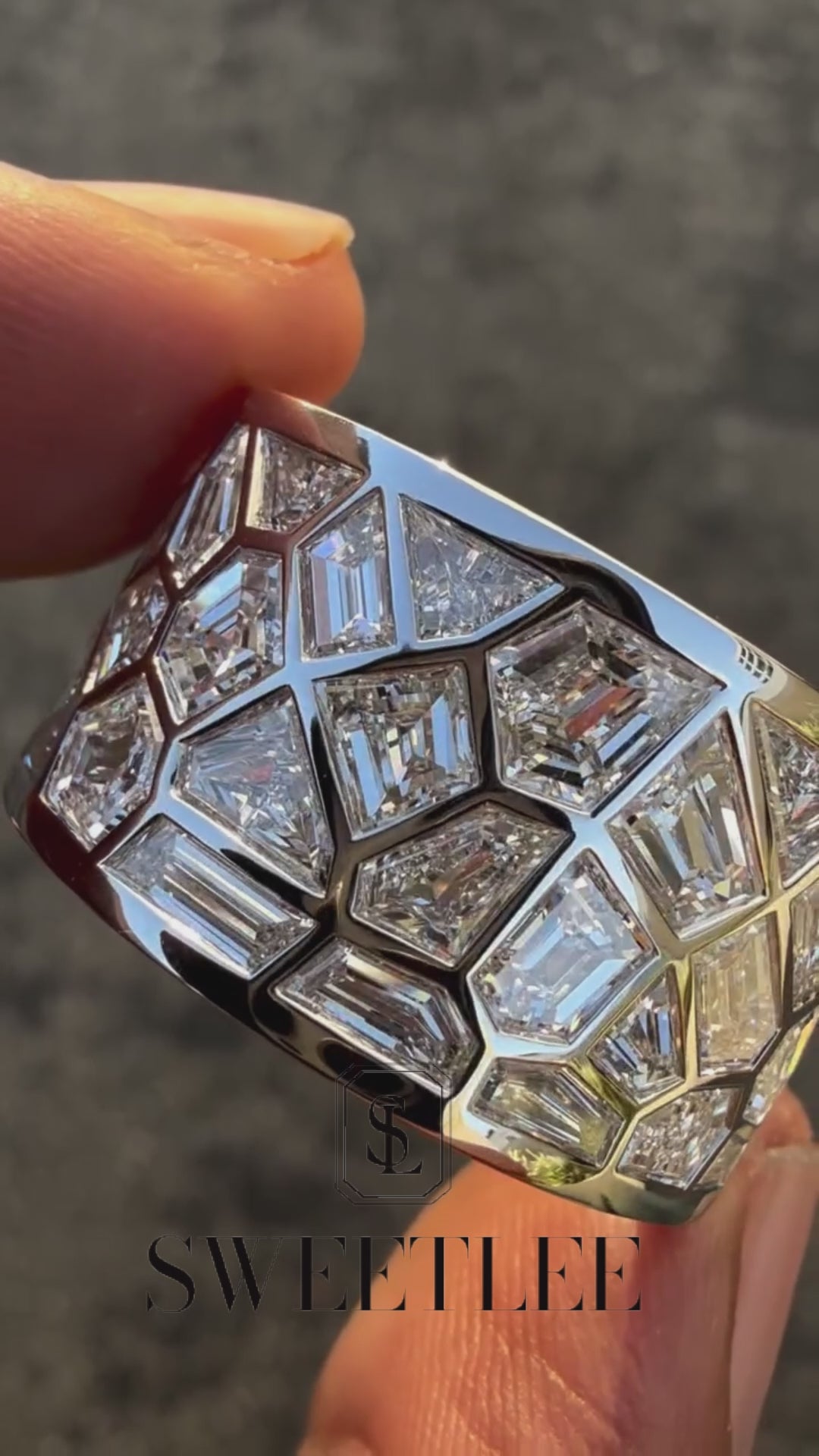 4.8ct Multi Cut Irregular White Sapphire Band for Men