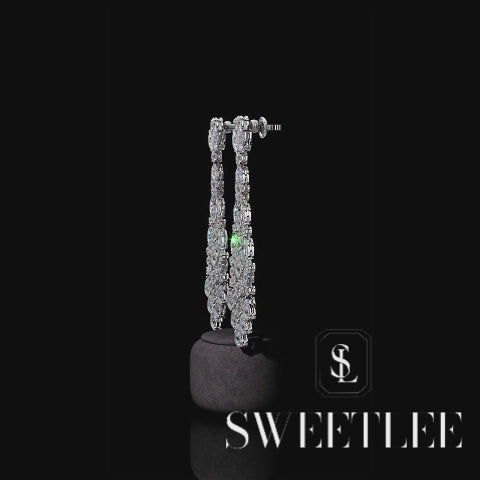 Unique Chandelier Drop Dangle Earring, Multi Shape Moissanite Diamond Wedding Earring, Women's Party Wear Earring, Omega Back Drop Earring