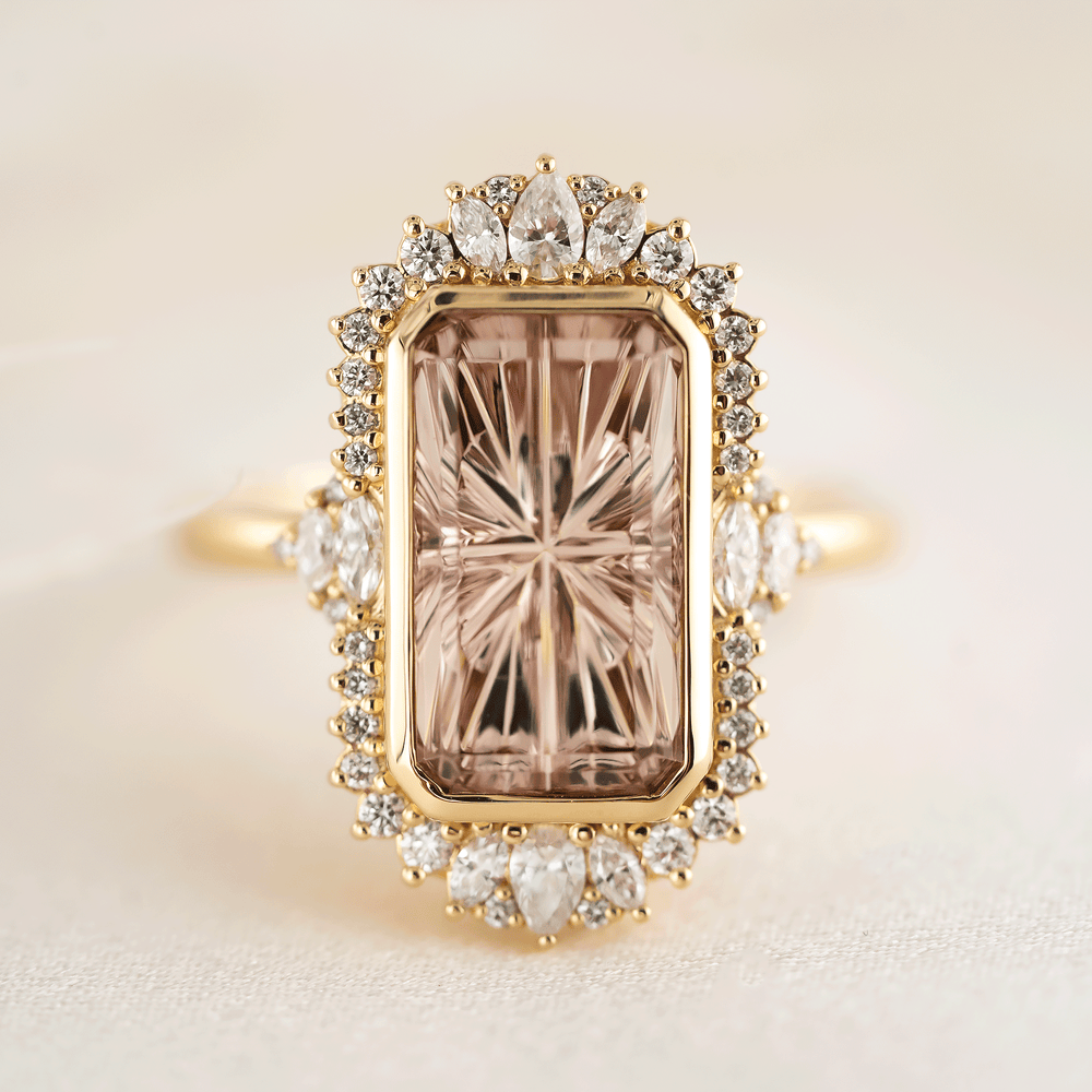 The Ethereal Ring |4.4 CT Rectangular Starbrite'm Peach Tourmaline ...