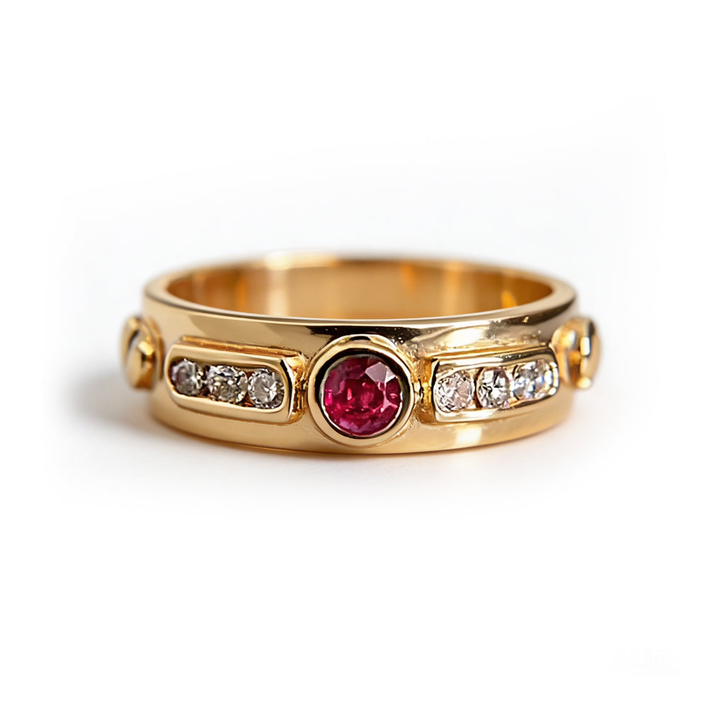 1.02ct Round Cut Ruby Sapphire Eternity Ring