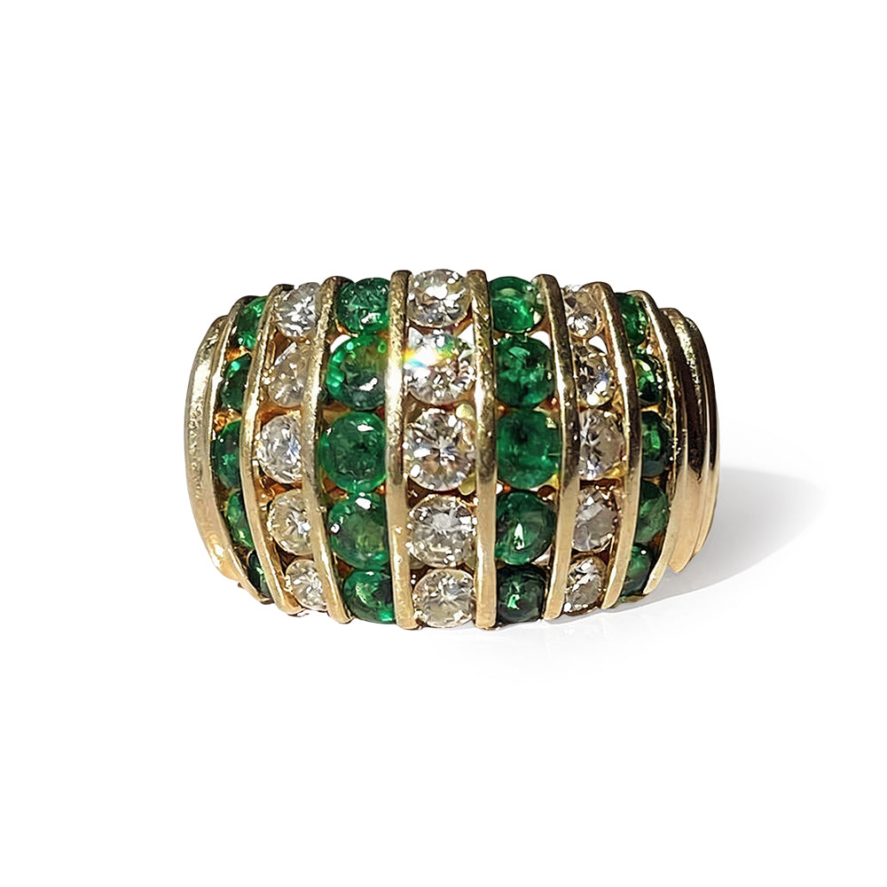 7.55ct Art Deco Round Cut Emerald Sapphire Eternity Ring
