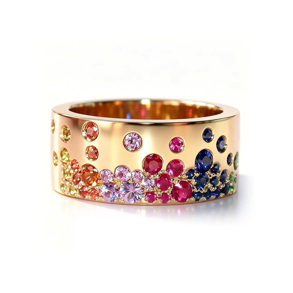 1.34ct Round Cut Rainbow Sapphire Eternity Ring