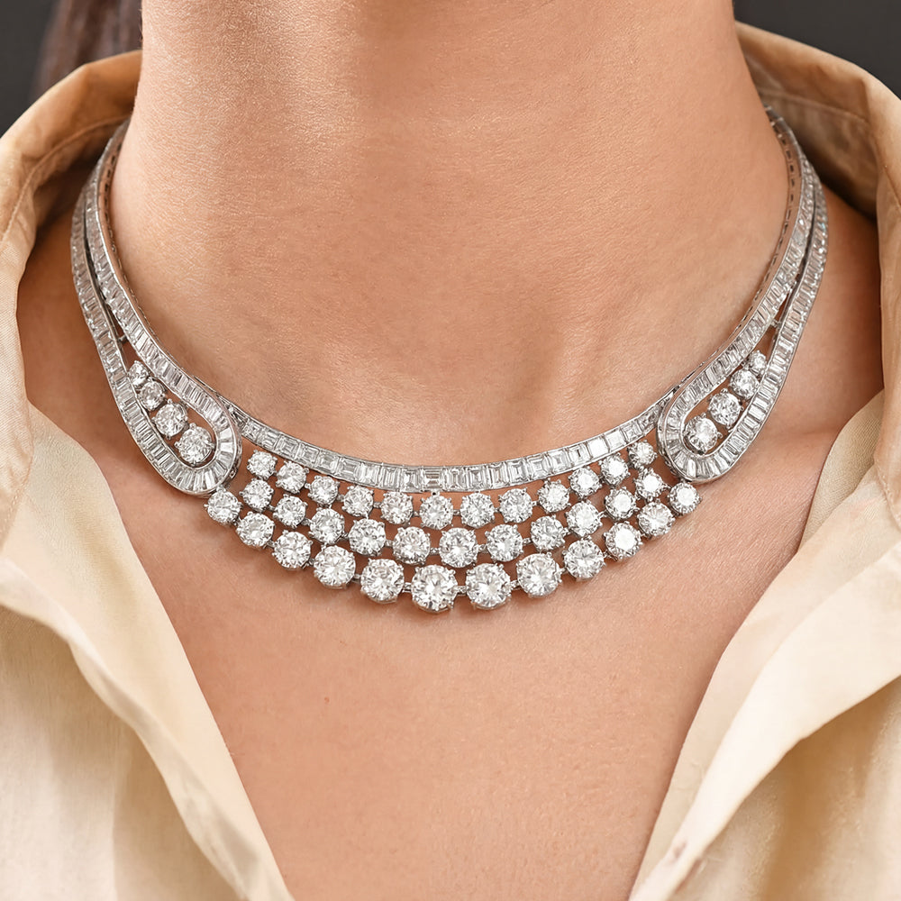 Multi-cut White Luxury Sapphire Necklace