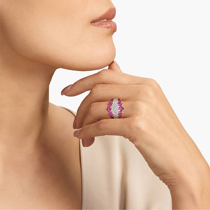 6.85ct Round Cut Ruby&White Sapphire Eternity Ring