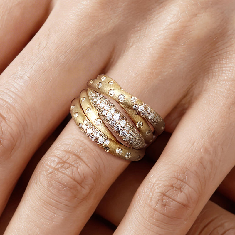 1.45ct Scattered Diamond Flush Set Multi Row Crossover Ring