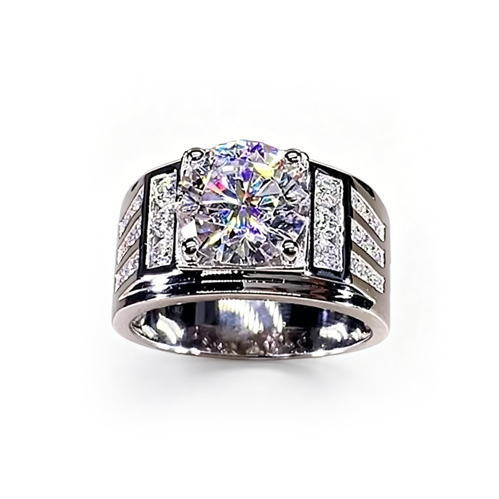 5ct Round Cut White Sapphire Men's Engagement Ring